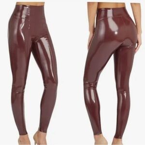 SPANX Ruby Red FAUX Leather Leggings